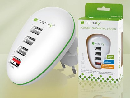 USB ALTA VELOCITA' Techly Alimentatore USB 4 porte 2,5A   