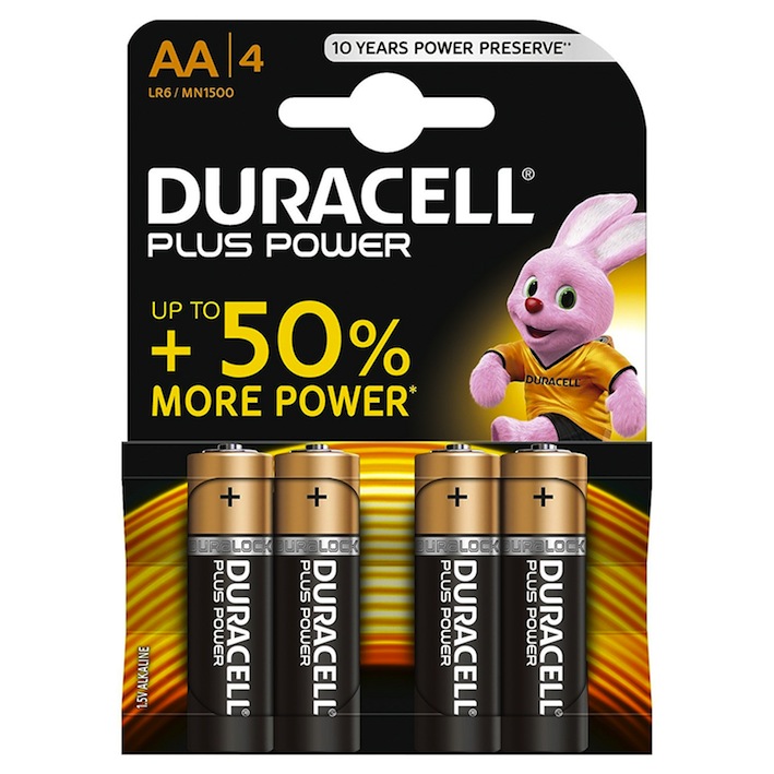 Duracell Plus Power Batterie Alcaline Stilo AA, BLISTER DA 4