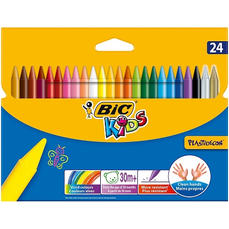 Bic Kids Plastidecor Pastelli Colorati Confezione da 24 Past