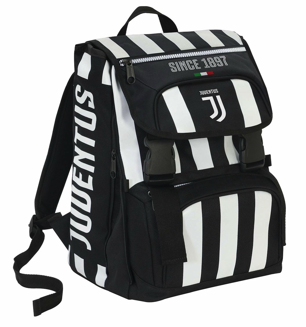  Zaino Estensibile Big Juventus Coaches, 28 Lt, Bianco/Nero,.