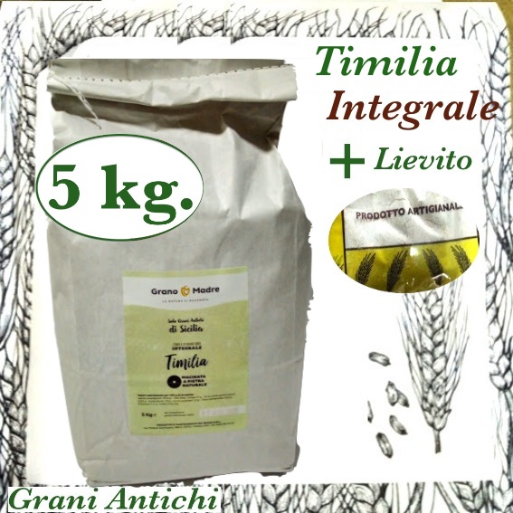 FARINA INTEGRALE SEMOLA TIMILIA 5KG. + LIEVITO MADRE.