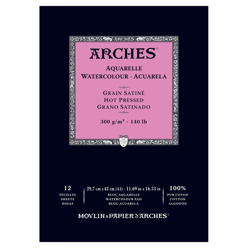 Arches Blocco da Disegno x Acquarelli Grana Satinata 300g A3