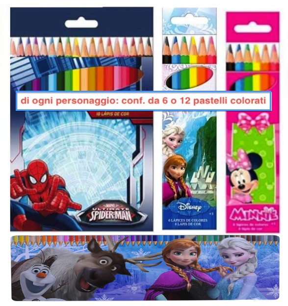 DISNEY JUNIOR pastelli a legno da 12 vari personaggi cartoni animati 5903235610899