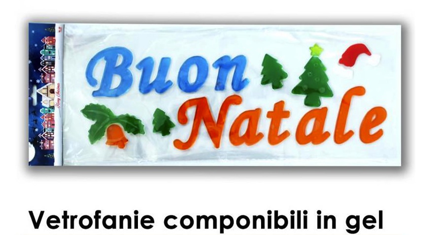 clicca su immagine per consultare dettagli, vedere altre foto e ordinare  VETROFANIA GEL BUON NATALE 42X16