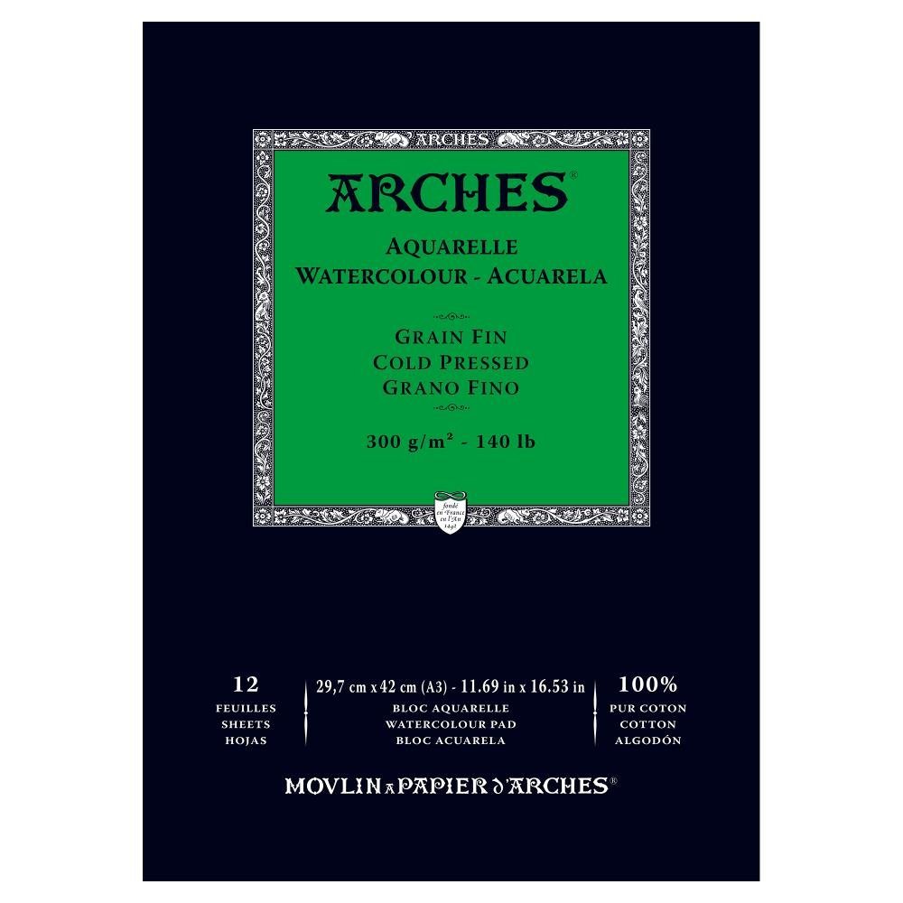 Arches Blocco da Disegno per Acquarelli Grana Fina 300g A3.