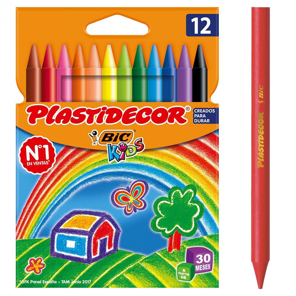 Bic Kids Plastidecor Pastelli Colorati Confezione da 12 Past