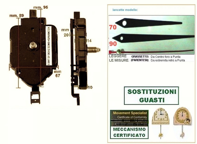 Ricambio Orologio PENDOLO Swiz-O S C22 - Modello Star F333.