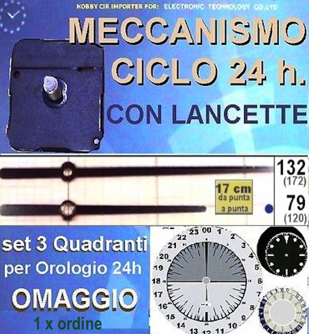 clicca su immagine per consultare dettagli, vedere altre foto e ordinare L3: MECCANISMO OROLOGIO 24h lancette E5