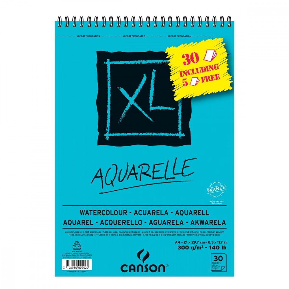 Blocco Acquerello XL Album Spirale aquarelle A4 30fg 300gr